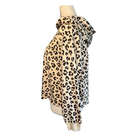 Lucky Brand Leopard Print Hoodie Sweatshirt Tan Black French Terry Long Sleeve S - Picture 2 of 8